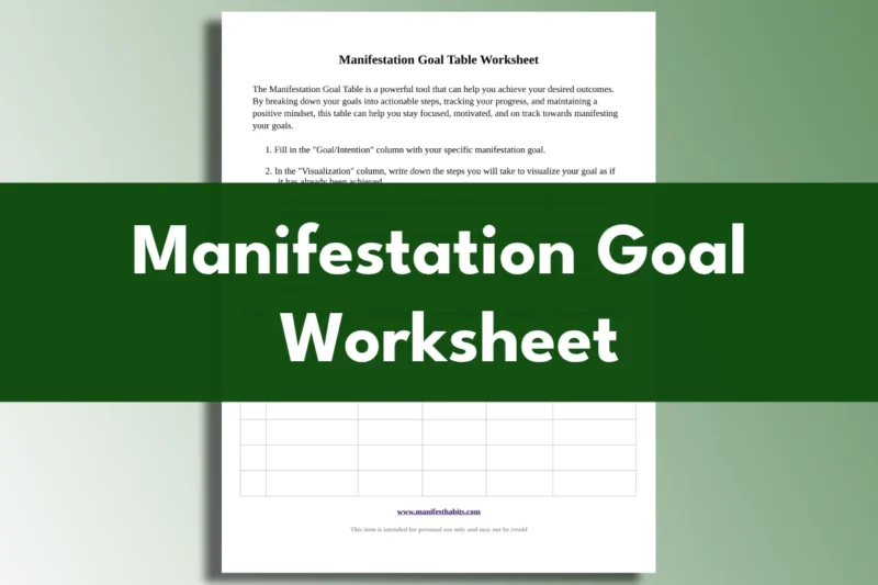 free manifestation goal worksheet