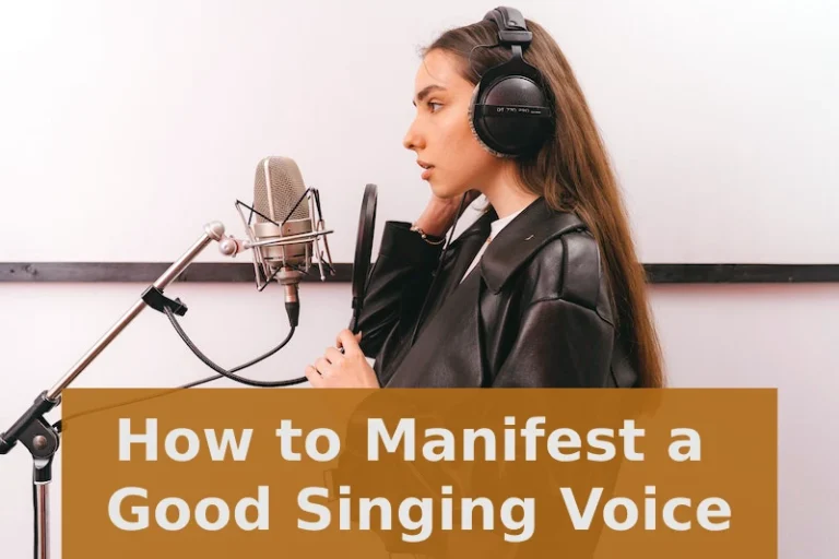 A woman in a leather jacket, standing at a microphone in a recording studio, about to sing. How to manifest a good singing voice.