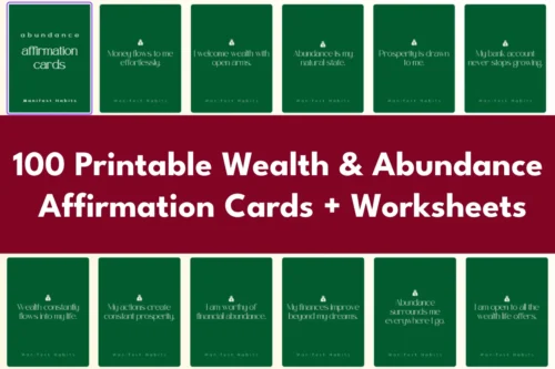 Printable money affirmation cards